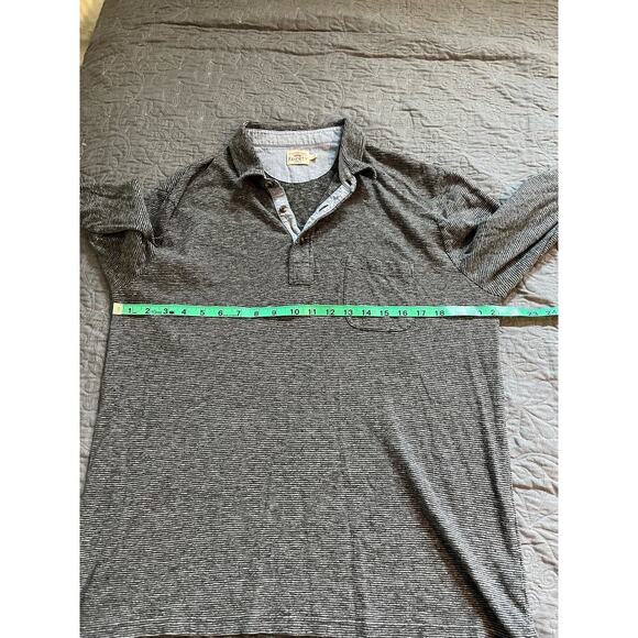 Faherty gray striped collared long sleeve polo men’s large - Picture 6 of 8